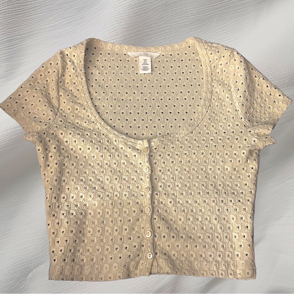 H&M Crop Eyelet Button-Up Top